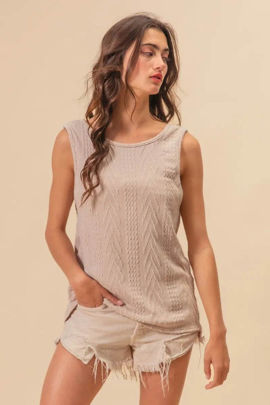 BiBi Textured Sweather Knit Twist Back Sleeveless Top Trendsi eeb868a68db34878914d1355101ab2f4-Max-Origin