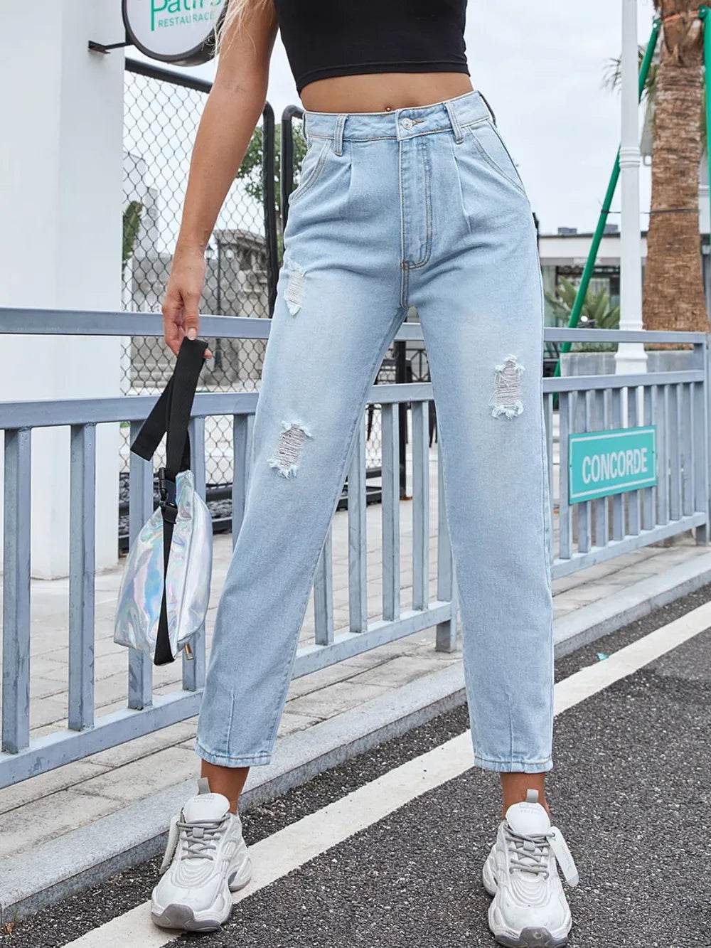 Distressed Straight Jeans with Pockets Trendsi eec8e8e3-2b3a-4697-88ba-978ecc83420a-Max
