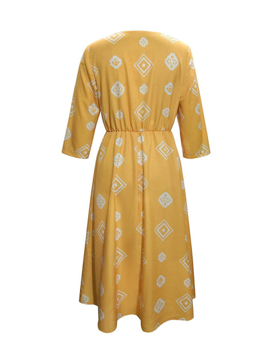 Geometric Notched Neck Dress Trendsi eee3e0517b6242a5bd8851befc6edf3b-Max
