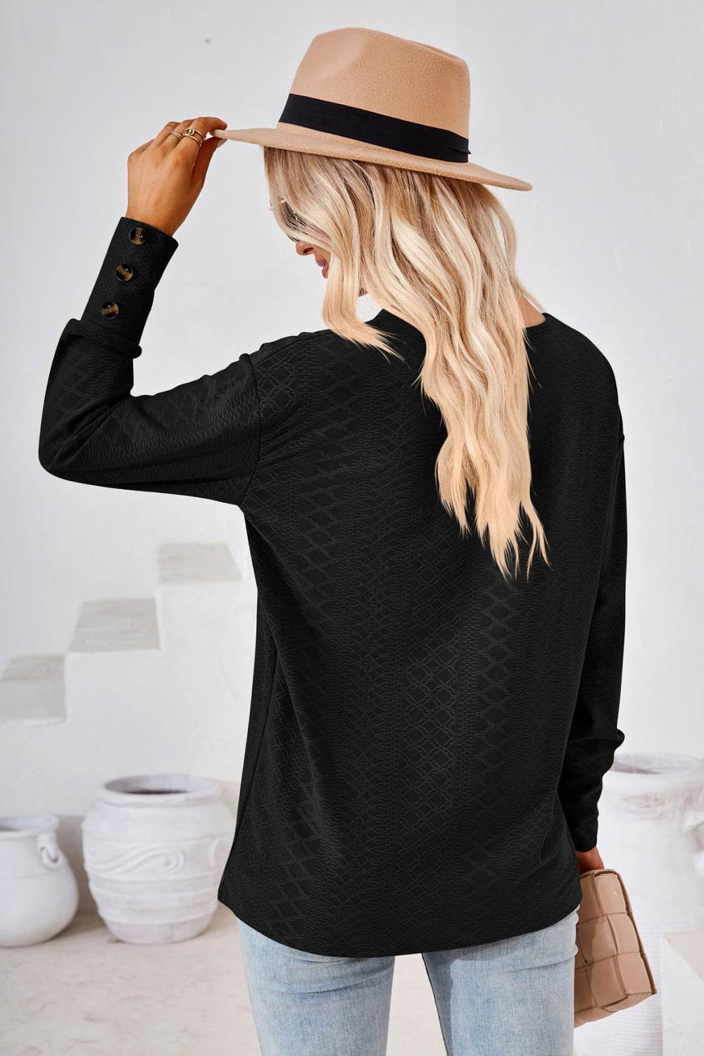 V-Neck Long Sleeve Blouse Trendsi ef2567e2137d4f37b5b93b5352e353da-Max