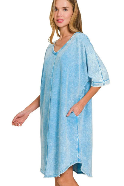 Zenana Acid-washed French Terry Tee Shirts Dress Trendsi ef27a60b-c01b-4878-abeb-a6e88d9cda28-Max-Origin