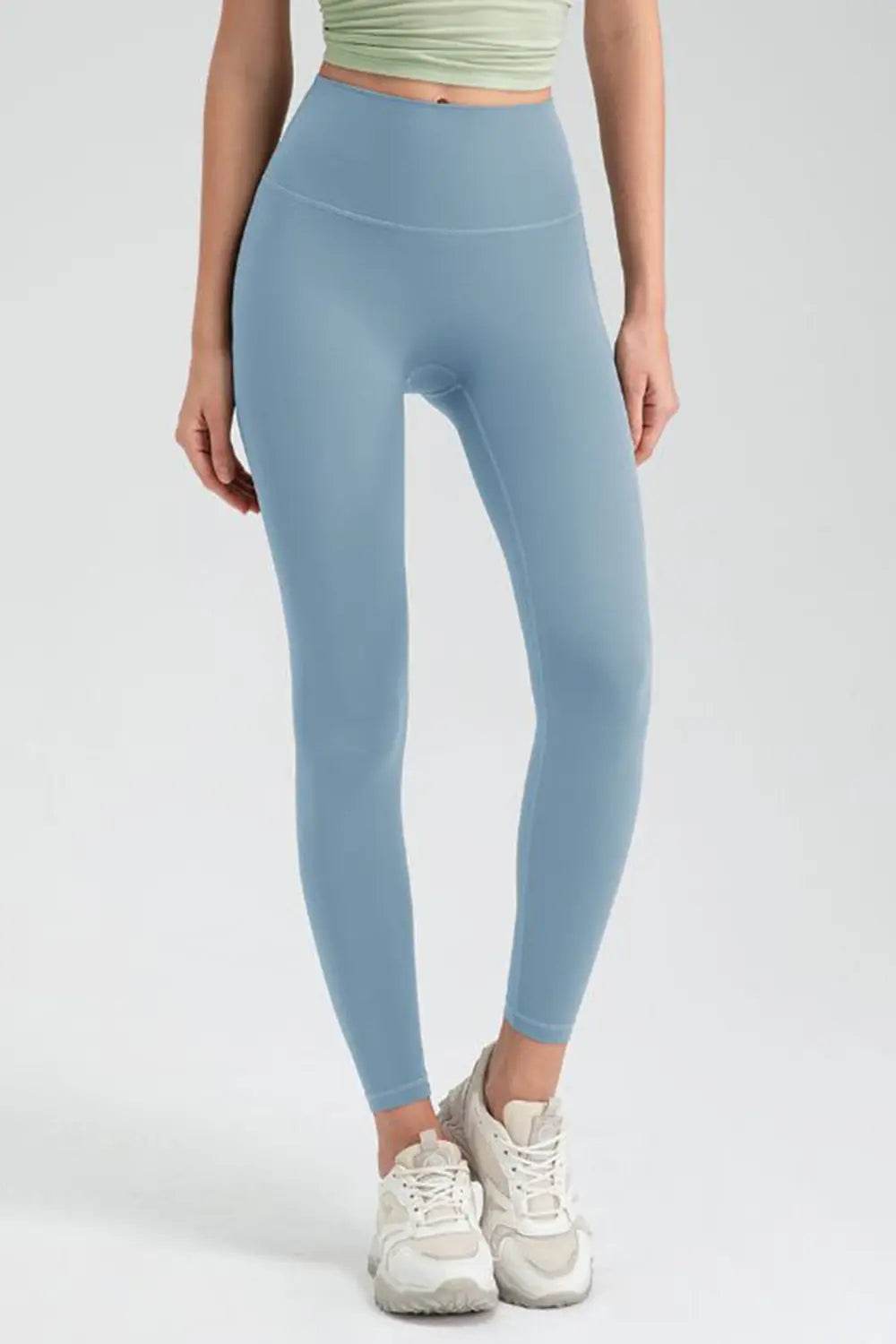 Wide Waistband High Waist Sport Leggings Misty Blue Trendsi ef3c76f7c5be4a1585fb79faf4ca07ad-Max