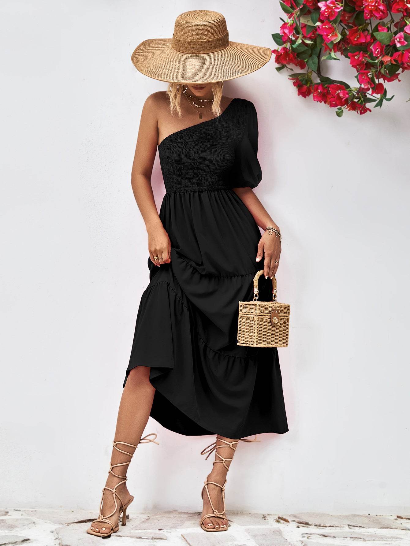 Smocked One-Shoulder Midi Dress Trendsi ef5dd8c1637442a69d743847c2ace690-Max