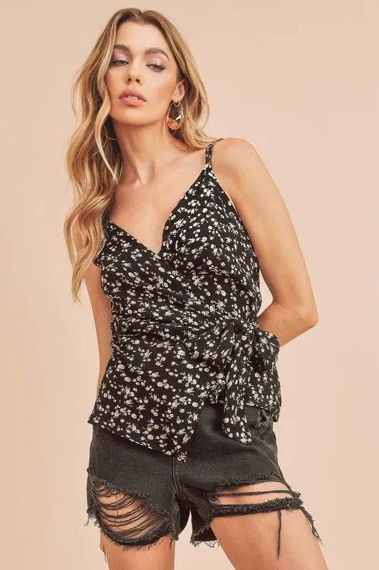 Aemi + Co Ditsy Floral Surplice Adjustable Straps Cami Black Trendsi ef61674f-ecb0-43ab-bea0-cce5b0f4f78a-Max