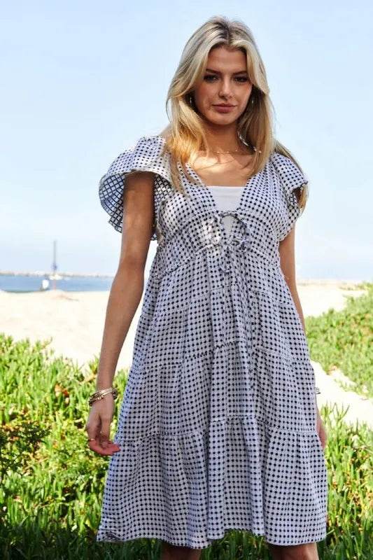 Davi & Dani Jacquard V-Neck Flutter Cap Sleeve Tiered Dress Black Ivory Trendsi efa577e1861e45f7ba4e76473517ebd3-Max-Origin
