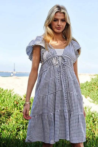 Davi & Dani Jacquard V-Neck Flutter Cap Sleeve Tiered Dress Black Ivory Trendsi efa577e1861e45f7ba4e76473517ebd3-Max-Origin