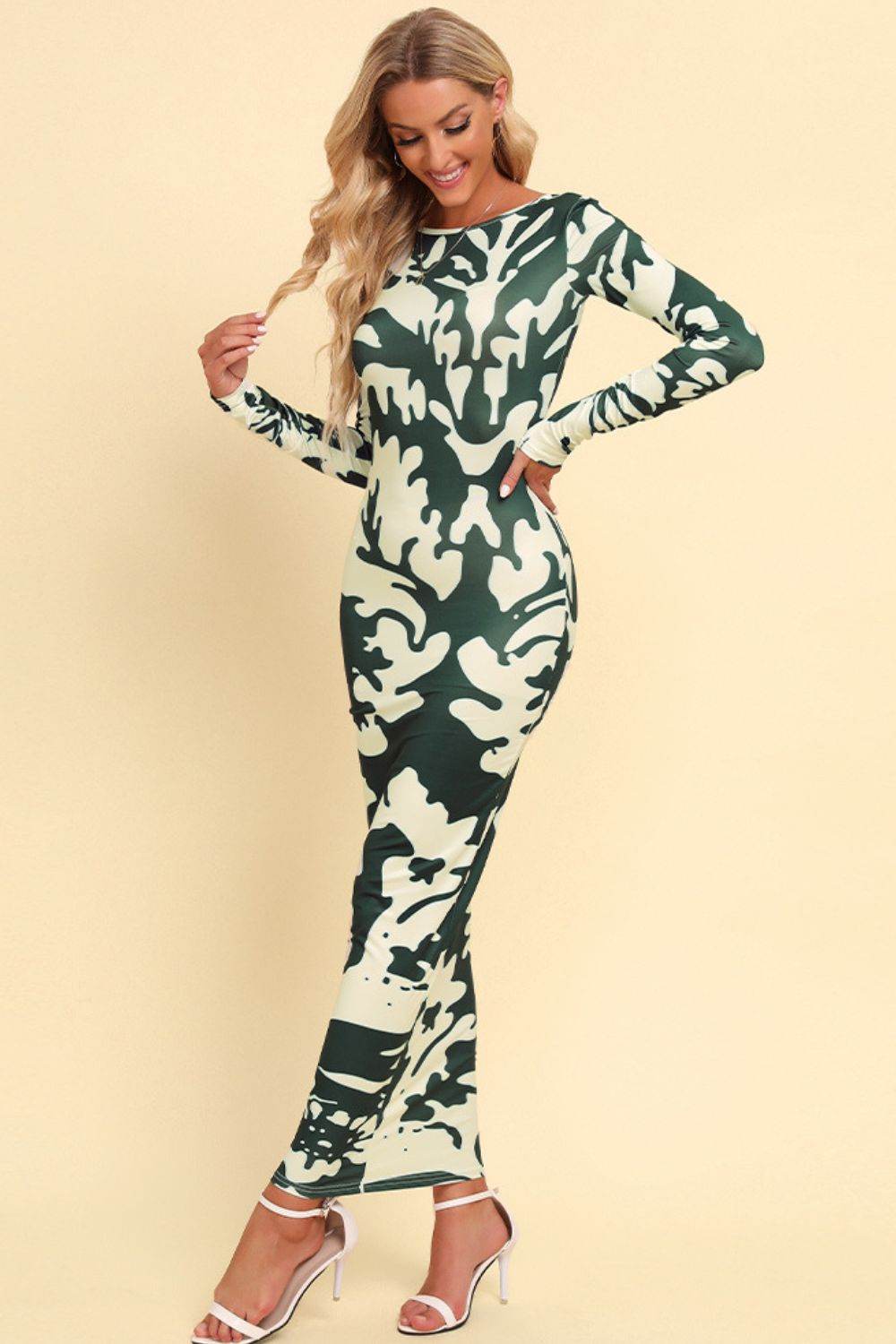 Printed Backless Long Sleeve Maxi Dress Trendsi efaa1dc4ea0c4d3896e54aaa3e72f95d-Max