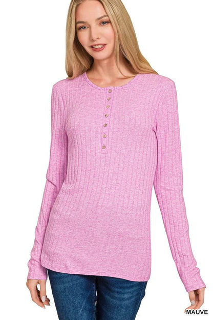 Zenana Ribbed Long Sleeve Half Button Top MAUVE Trendsi efbfa557b329483a9b5939d313dad539-Max-Origin