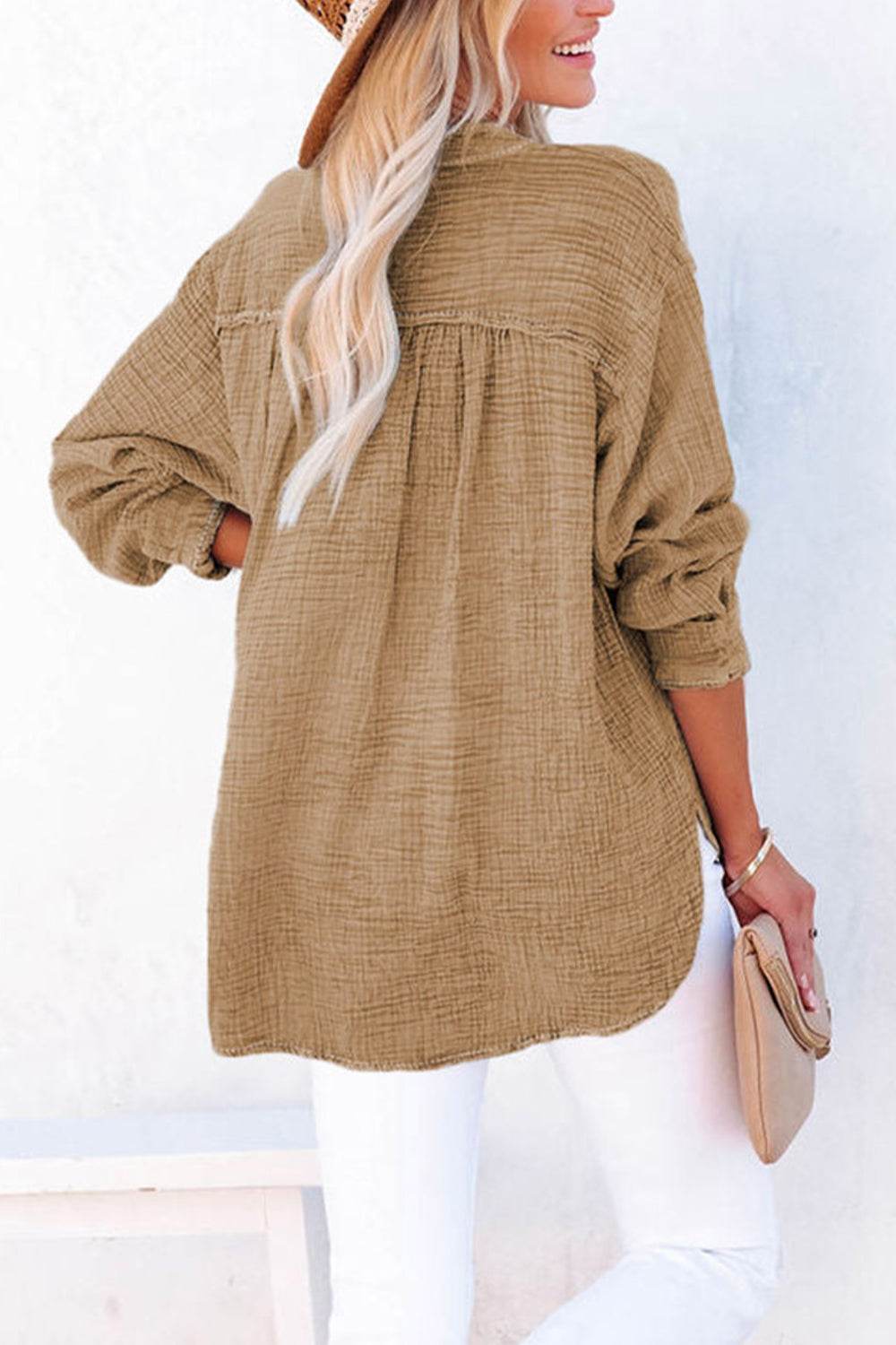 Buttoned Long Sleeve Blouse Trendsi f005620e55554d5a9404c71df568e9b1-Max