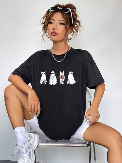 Round Neck Short Sleeve Ghost Graphic T-Shirt Trendsi f027231dad17459bbe77b389cf4156da-Max