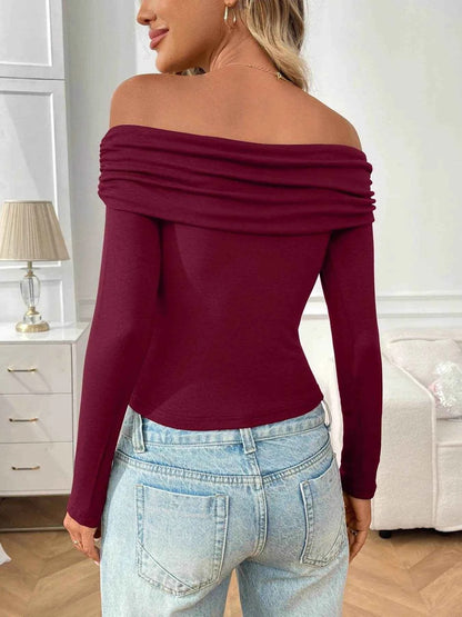 Off-Shoulder Long Sleeve Fitted T-Shirt Trendsi f0806dc4-7d5a-4b09-8b3c-173cfdc97dbe-Max-Origin