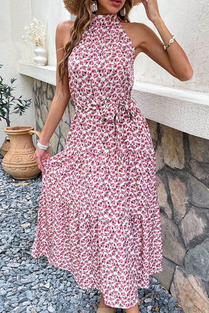 Perfee Floral Tie-Waist Tiered Dress Pink Trendsi f0eb88945021430f8285fb8230da5c40-Max