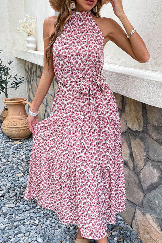 Perfee Floral Tie-Waist Tiered Dress Pink Trendsi f0eb88945021430f8285fb8230da5c40-Max