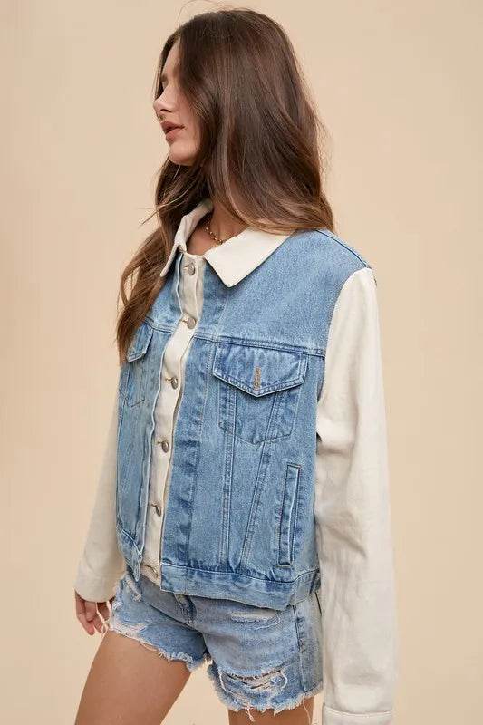 Annie Wear Collared Neck Double Placket Denim Jacket Trendsi f152a909-cd6f-4a72-a556-93fc2c08b9bc-Max