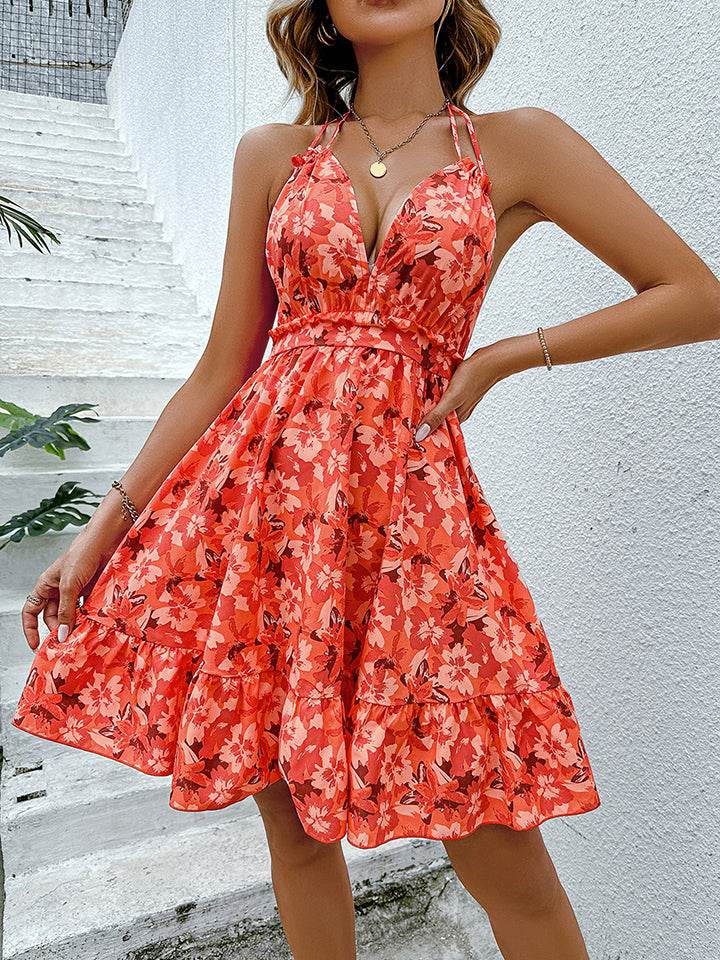 Honey Floral Halter Neck Backless Dress Orange-Red Trendsi f166117dde85435b93a3696f5bc131f6-Max