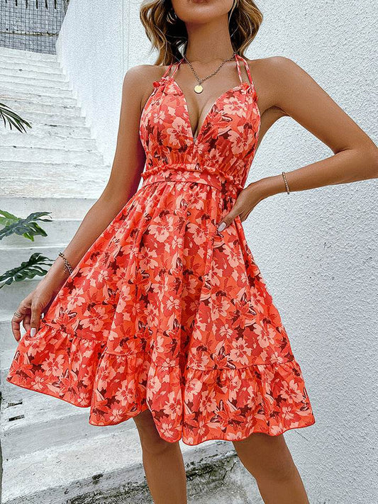 Honey Floral Halter Neck Backless Dress Orange-Red Trendsi f166117dde85435b93a3696f5bc131f6-Max