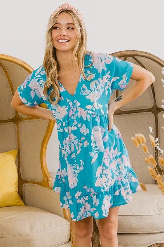 BiBi Floral Crinkle Shirred Ruffle Detail V Neck Dress Trendsi f170abe21dea4a6c837a8e458e8c4891-Max-Origin