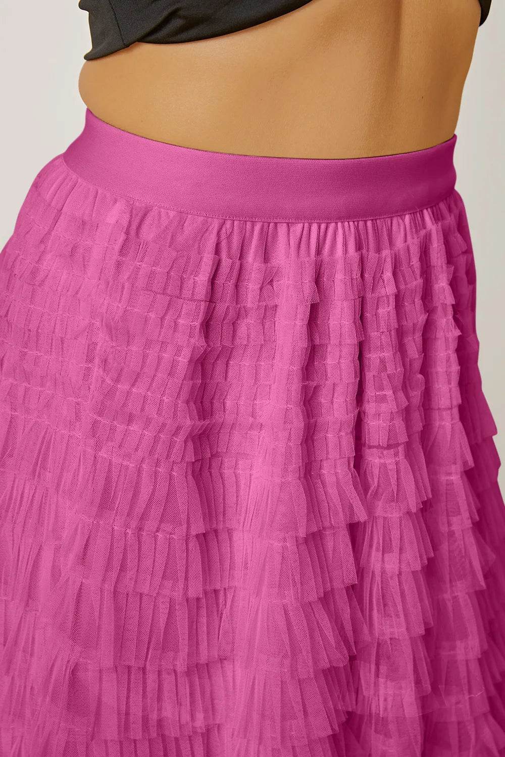 Ruched High Waist Tiered Skirt Trendsi f170bfcf-7b21-4ad1-8dca-96ef48566a97-Max