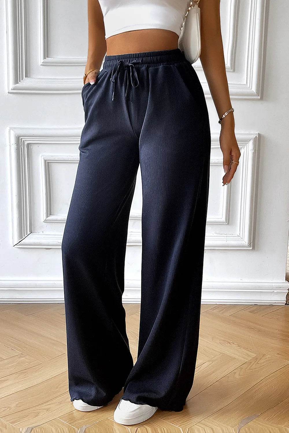 Devine Drawstring Wide Leg Pants with Pocketed Trendsi f189a8a8-bd99-40f6-8b2d-139778f8f57a-Max