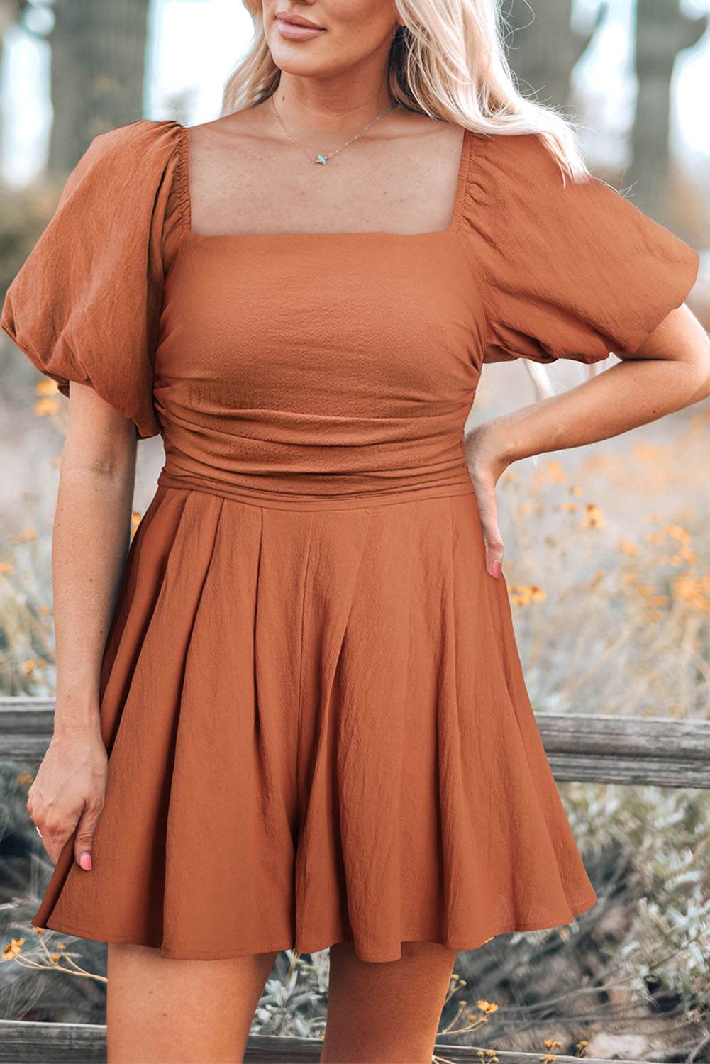Square Neck Pleated Romper with Pockets Trendsi f1a049589b3642b29bc1aa2b780a97c4-Max