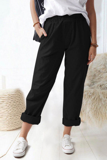Shiny Paperbag Waist Pull-On Pants with Pockets Trendsi f1e963c818ea4671a63d9c13cf696d24-Max