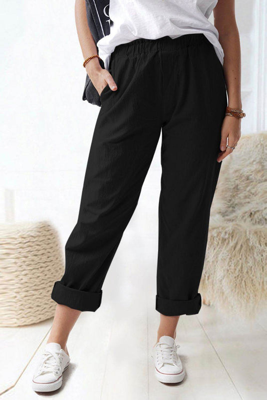 Shiny Paperbag Waist Pull-On Pants with Pockets Trendsi f1e963c818ea4671a63d9c13cf696d24-Max