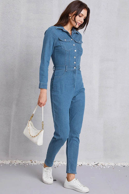 Snap Down Denim Jumpsuit with Pockets Trendsi f21c22c7-577b-4508-992f-3ef6f27e85d1-Max