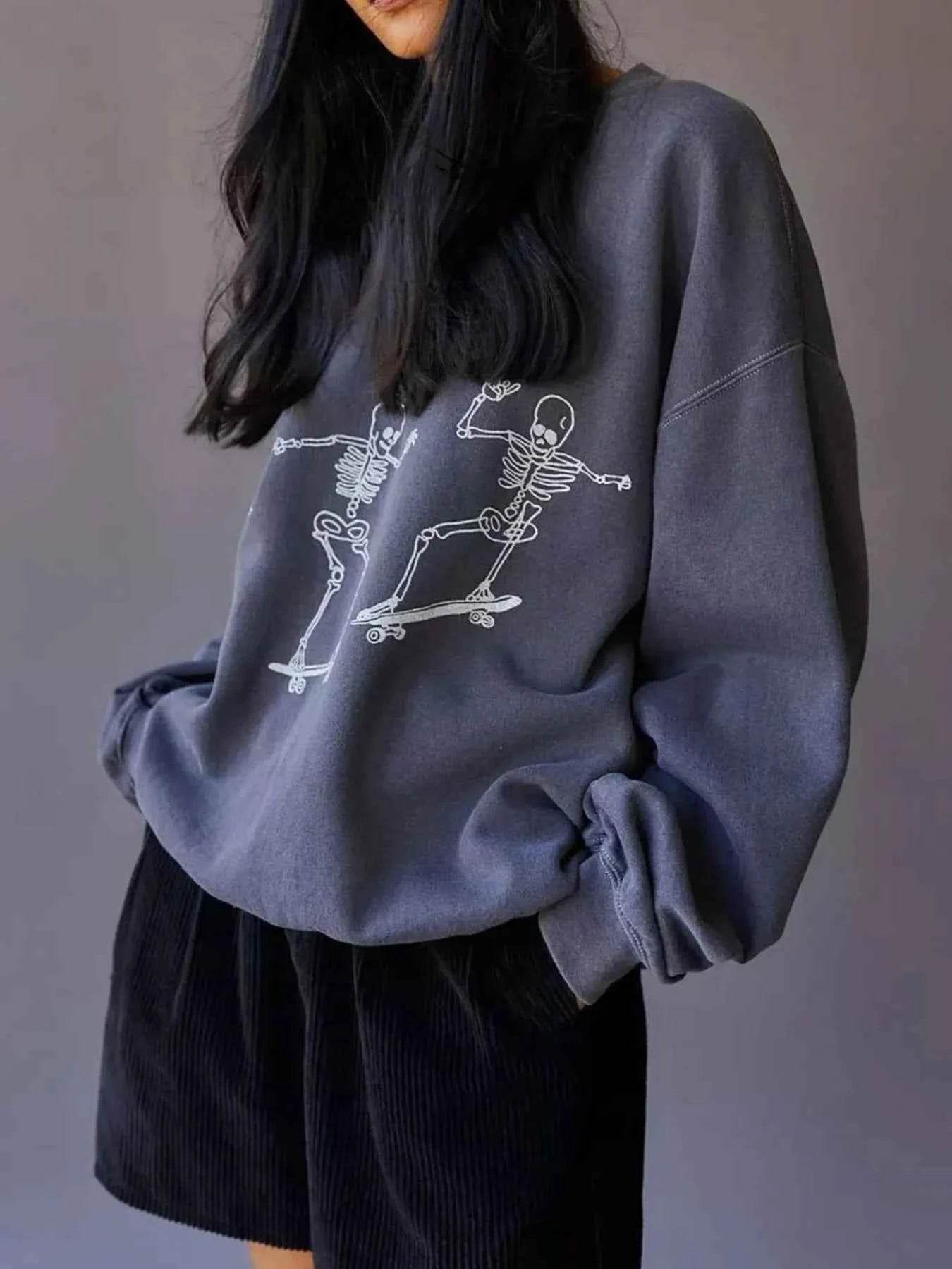 Skeleton Graphic Oversized Sweatshirt Gray Trendsi f21d1ec3-36e9-40bf-9e52-f97b6e97587a-Max-Origin