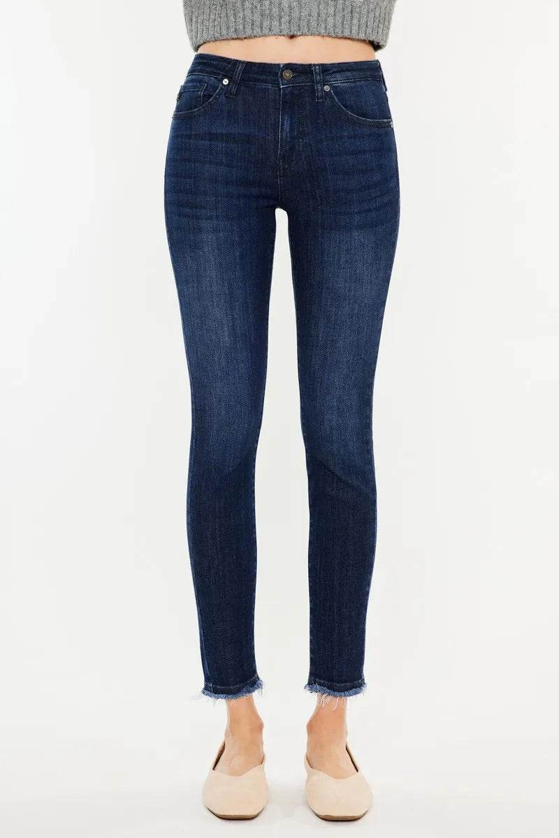 Kancan High-Rise Slim Fit Raw Hem Ankle Jeans DARK Trendsi f2340fa3164d431dbcc0d011b4755eb4-Max-Origin