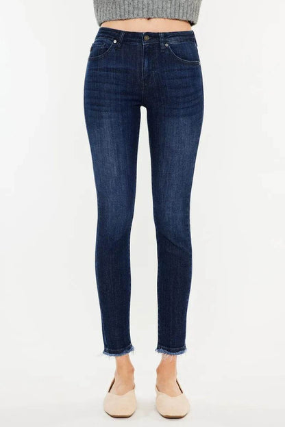 Kancan High-Rise Slim Fit Raw Hem Ankle Jeans DARK Trendsi f2340fa3164d431dbcc0d011b4755eb4-Max-Origin