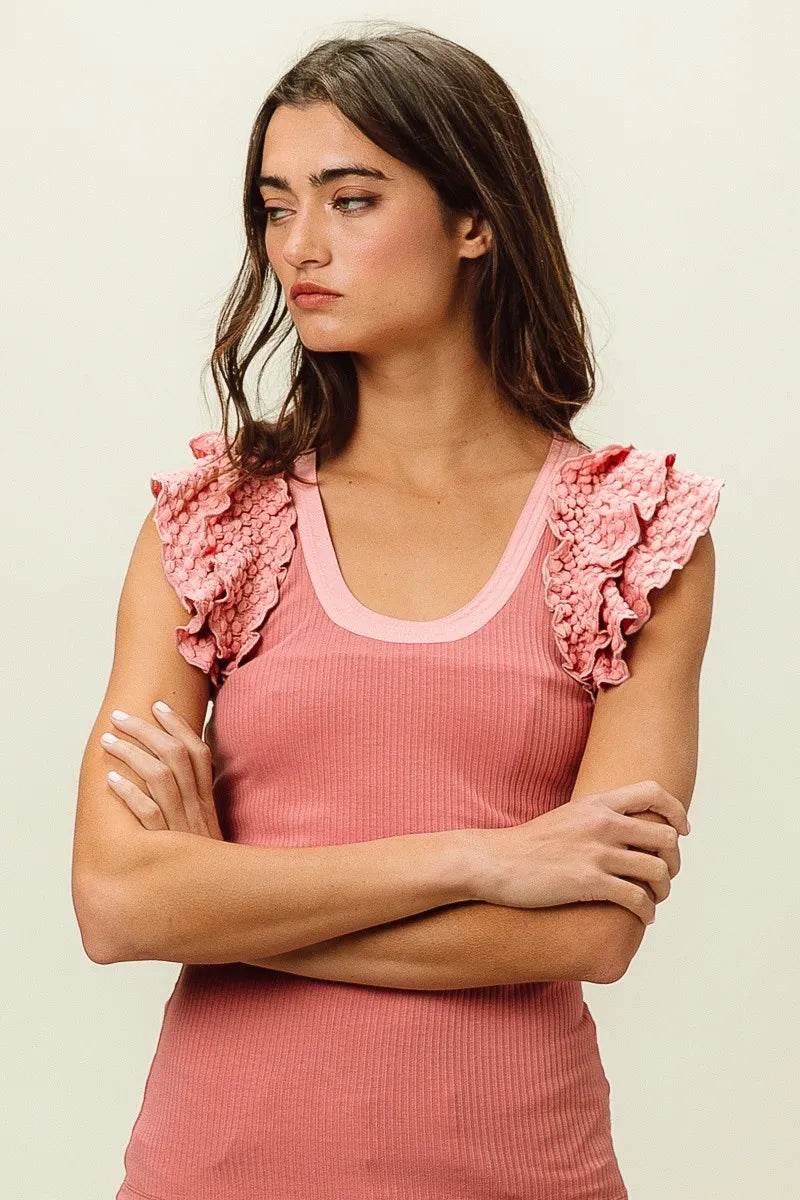 BiBi Rib Knit With Textured Ruffled Top Trendsi f256ec891d9e4bc488f1c26aeeac1906-Max-Origin