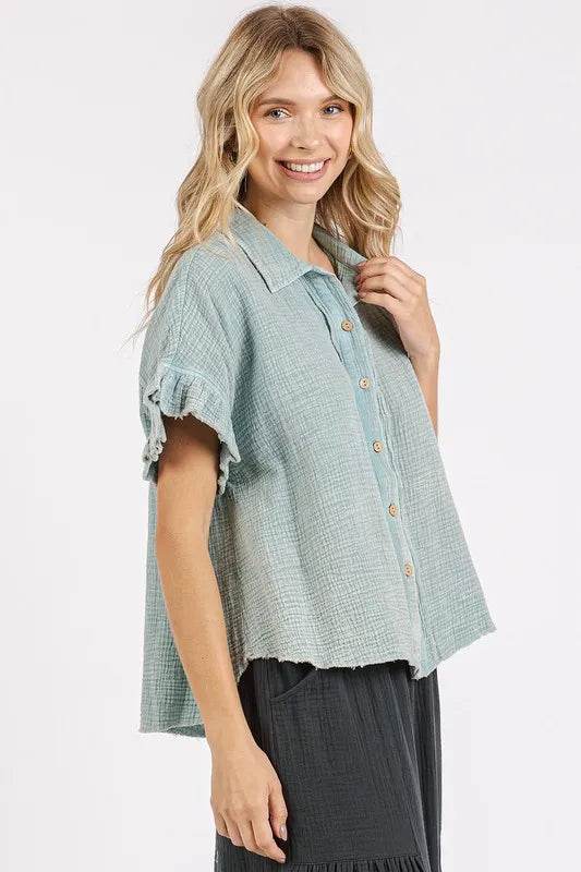 Mittoshop Mineral Washed Button Down Flounce Sleeve Shirt Trendsi f28db908-13f1-4b35-b320-6fc4852f57d8-Max