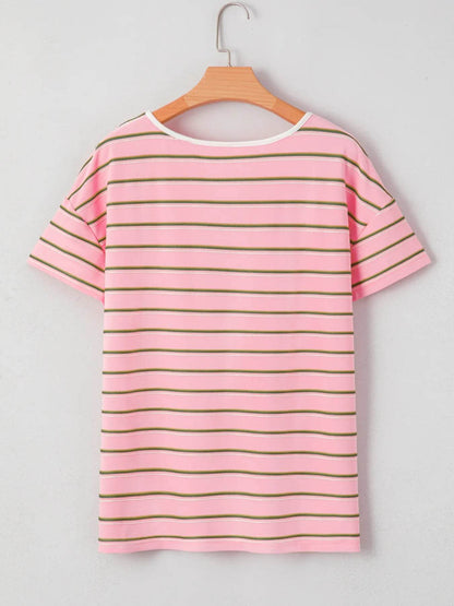 Striped Casual V-Neck T-Shirt Trendsi f2a61e8fe0fa457599107ff1d91e1f7a-Max-Origin