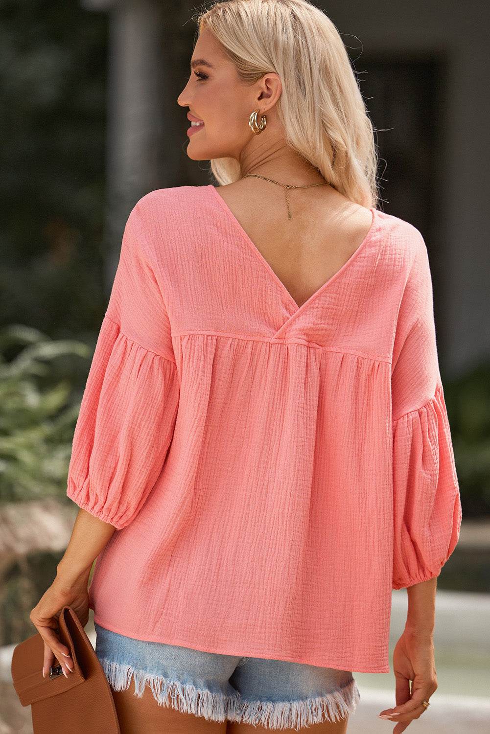 Dropped Shoulder V-Neck Blouse Trendsi f2c7b53188c34afa8d6af7357e47c9cd-Max