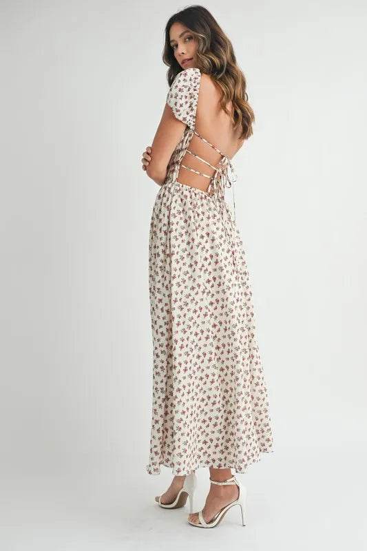 MABLE Floral Print Puff Sleeve Gathered Midi Dress Trendsi f2c9b6a1-df55-486e-9a2d-2330a78c883a-Max-Origin