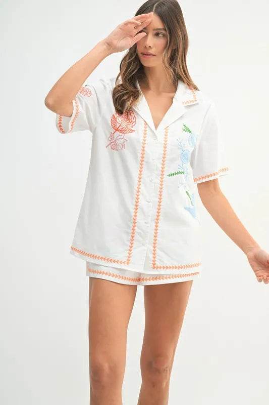 MABLE Embroidered Button Down Shirt and Shorts Set Trendsi f2e4e6fc7f354988bde3da07039f88cd-Max-Origin
