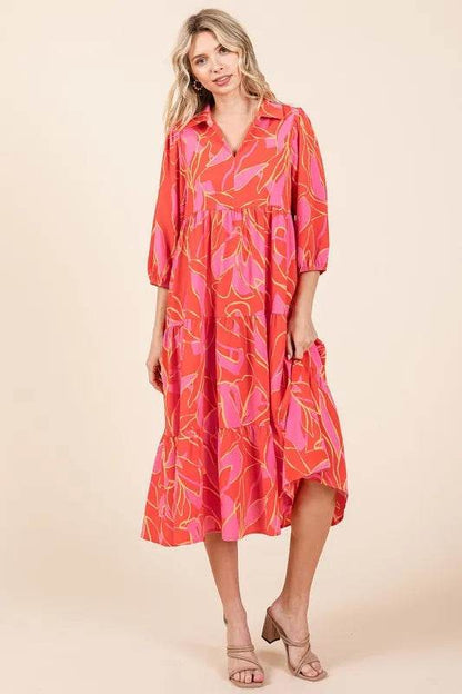Mittoshop Tiered Printed Collared Neck Midi Dress Coral Trendsi f2e63dd4-c22d-4e3f-a190-e877c6550fc2-Max