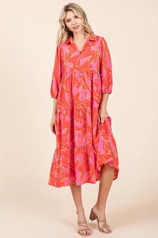 Mittoshop Tiered Printed Collared Neck Midi Dress Coral Trendsi f2e63dd4-c22d-4e3f-a190-e877c6550fc2-Max