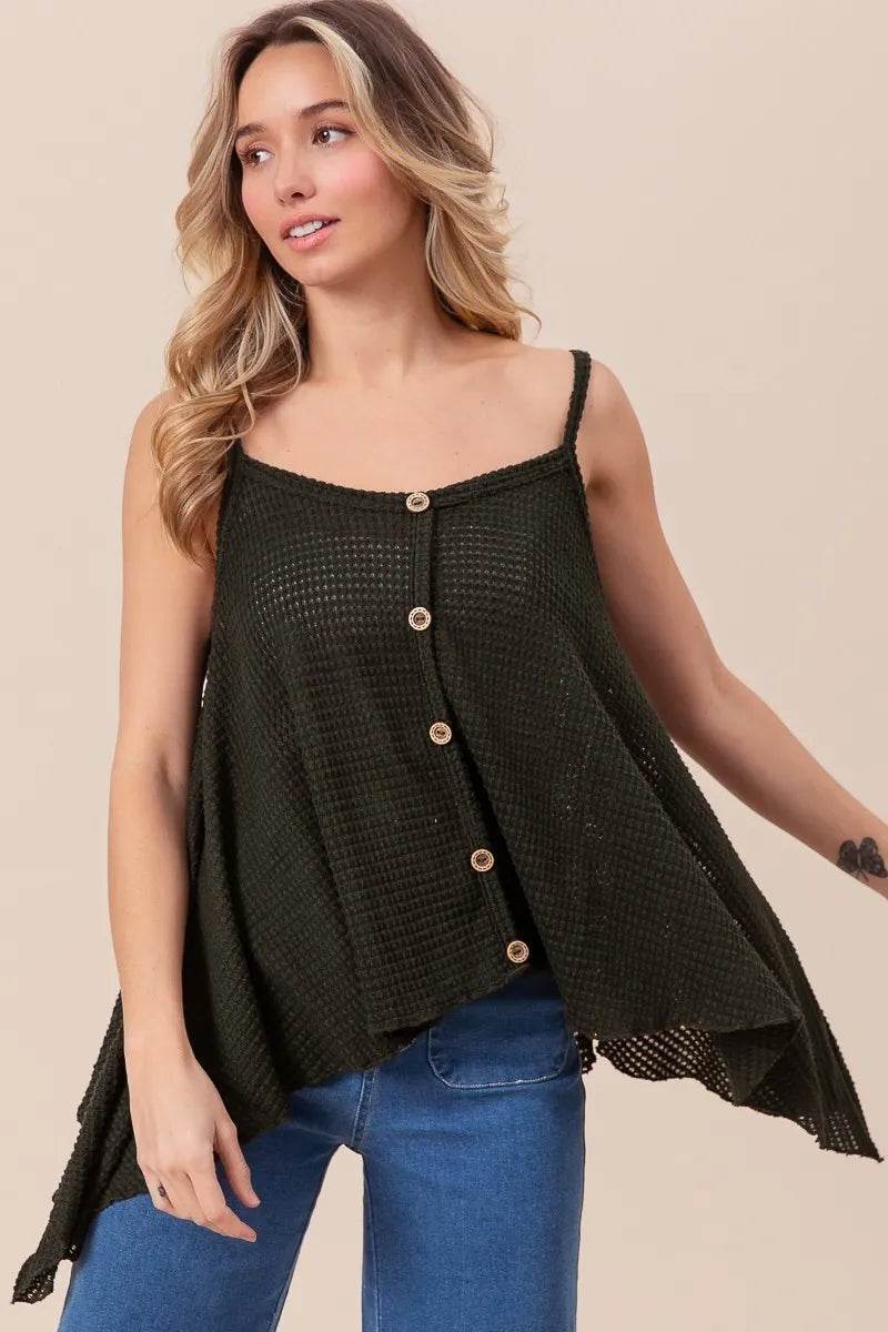 BiBi Popcorn Waffle Knit with Buttoned Front Cami Top Trendsi f30178dbb8dc49bebe9a9da2ea1acc80-Max-Origin