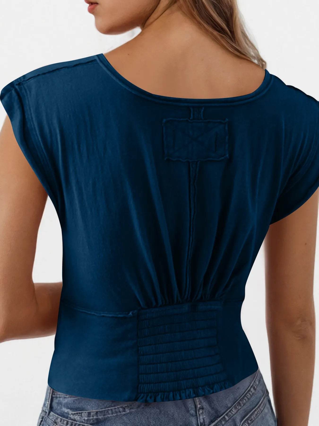 Deep V-Neck Cropped T-Shirt Trendsi f38192db1e624c409db585aae9f54242-Max-Origin