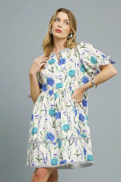 Umgee BabyDoll Floral Striped Hem Mini Dress Trendsi f39d521b-3736-440b-8299-04e11356e874-Max-Origin