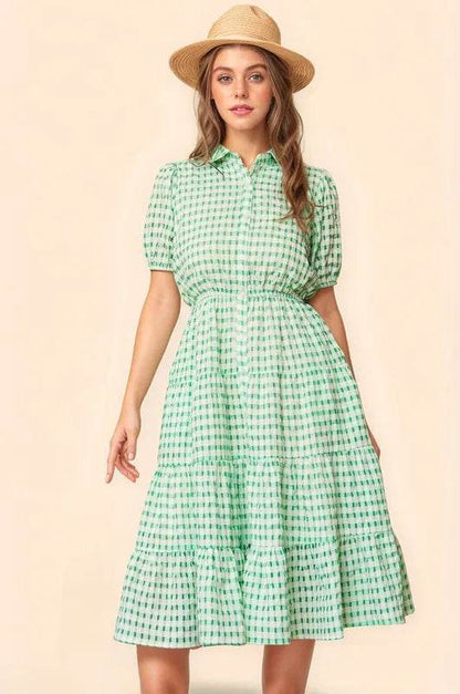 Davi & Dani Checkered Puff Sleeve Tiered Shirt Dress Trendsi f3ac463dc84948d9822ac1b8005ad333-Max-Origin