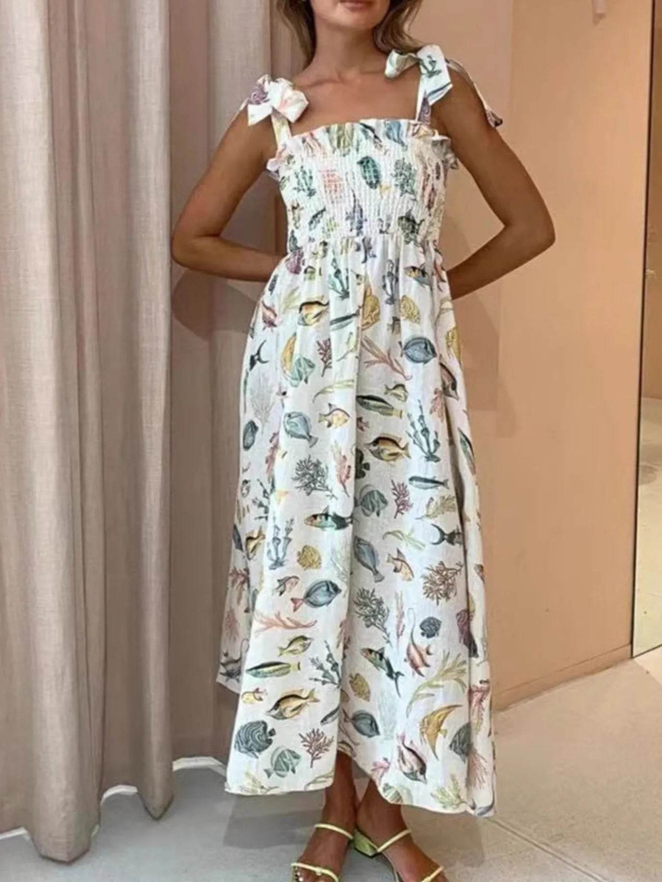 Floral Tie Shoulder Smocked Bodice Summer Dress Trendsi f3e4301a-4cf7-4eba-98ce-d4a44cde75fa-Max-Origin