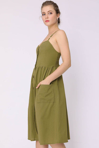 Spaghetti Strap Smocked Dress with Pockets Trendsi f4013a51d1f74cd5863b4682d53b07a1-Max