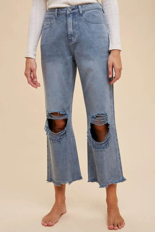 Annie Wear Distressed Raw Hem Jeans Dusty Blue Trendsi f433f277-7135-40ac-bed9-e34ec5105d81-Max