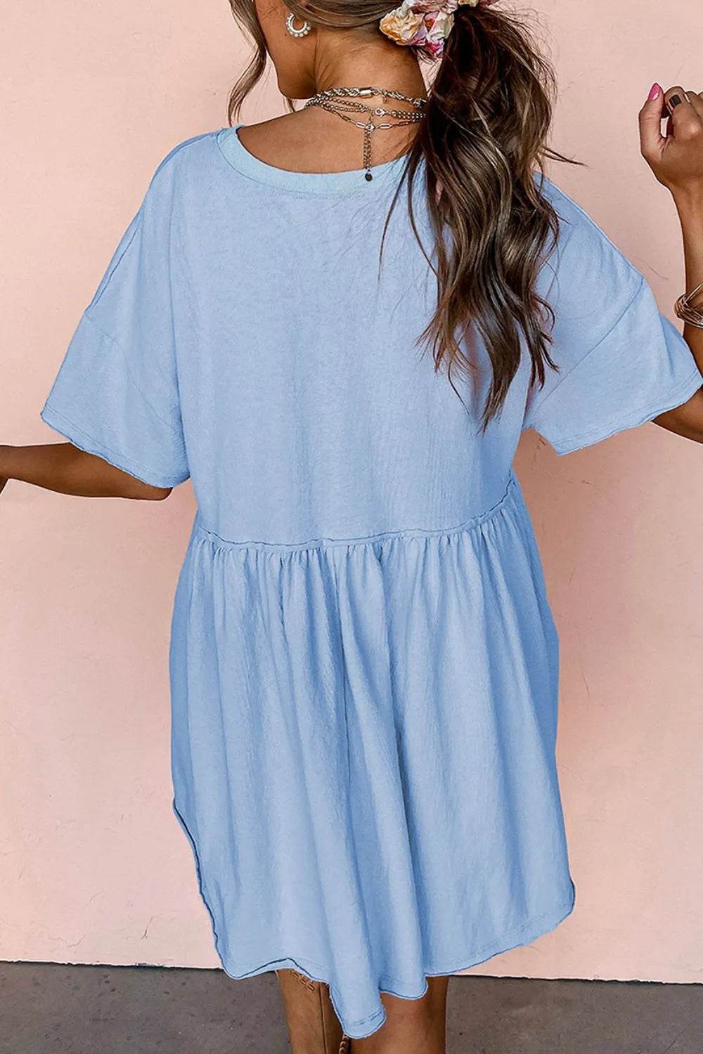 Round Neck Half Sleeve Mini Tee Dress Trendsi f4492ff9-3fa5-4a23-8243-e6cf7613780e-Max-Origin
