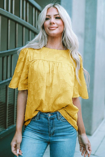 Round Neck Puff Sleeve Blouse Trendsi f4559770836f49f9a0b47b63c4e48267-Max