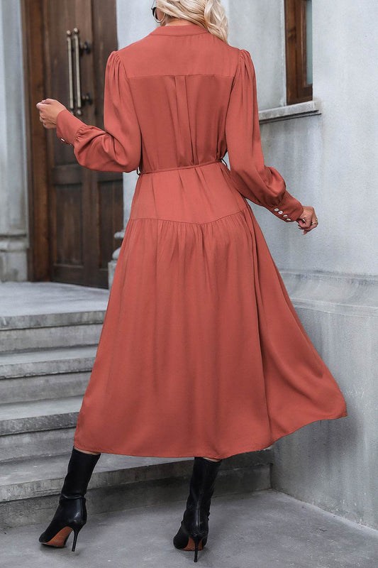 Perfee Button Down Notched Neck Dress Trendsi f485bef4f20b42b686e876aff2d9b04d-Max
