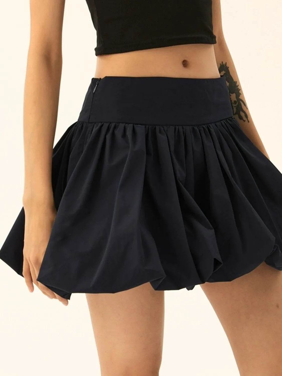 Ruched Bubble Hem Mini Skirt Trendsi f486253a-4f46-4c18-aacf-2bbbe5476541-Max-Origin