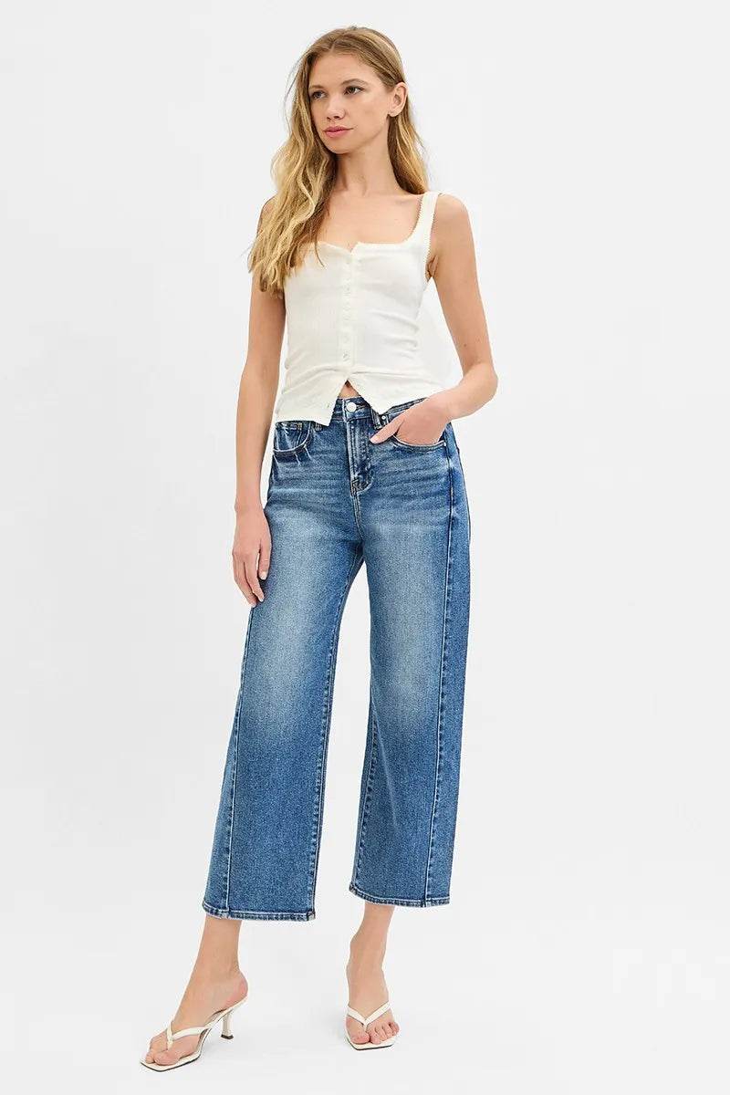 RISEN High Rise Crop Length Barrel Adjustable Waist Band Jeans Trendsi f496da5e3f67446fb7686b09d55038ac-Max-Origin